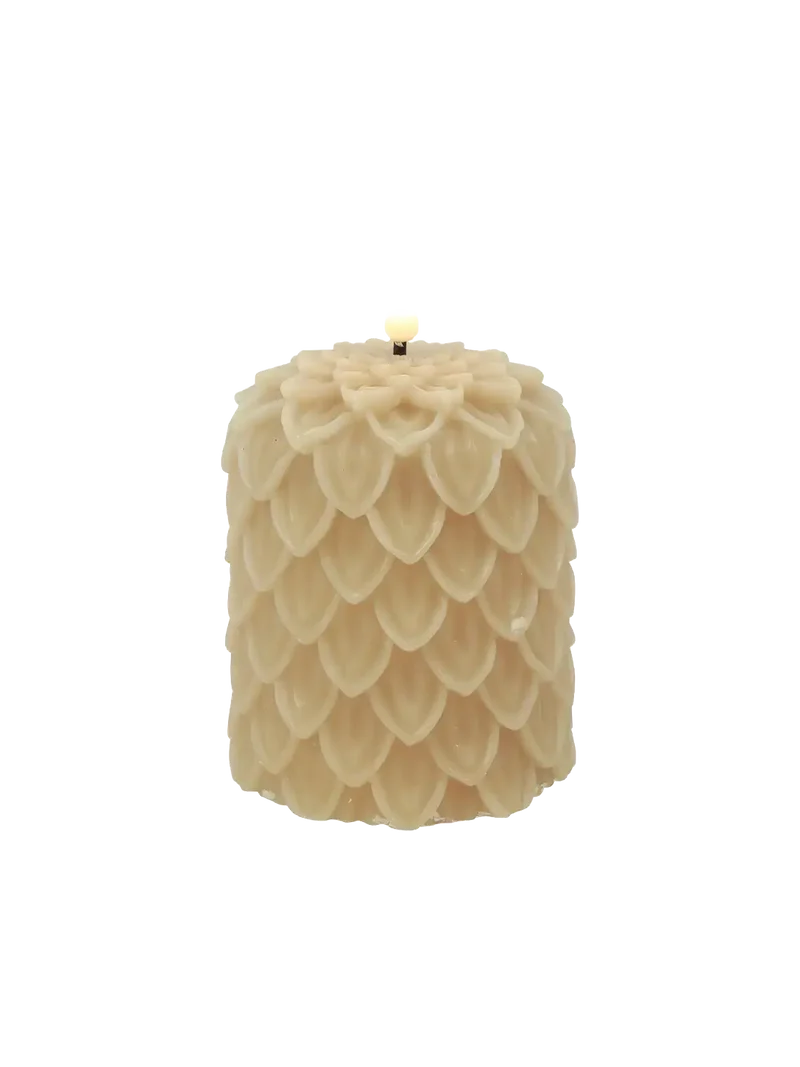 LED-Kerze Tannenzapfen "Lyon" Beige