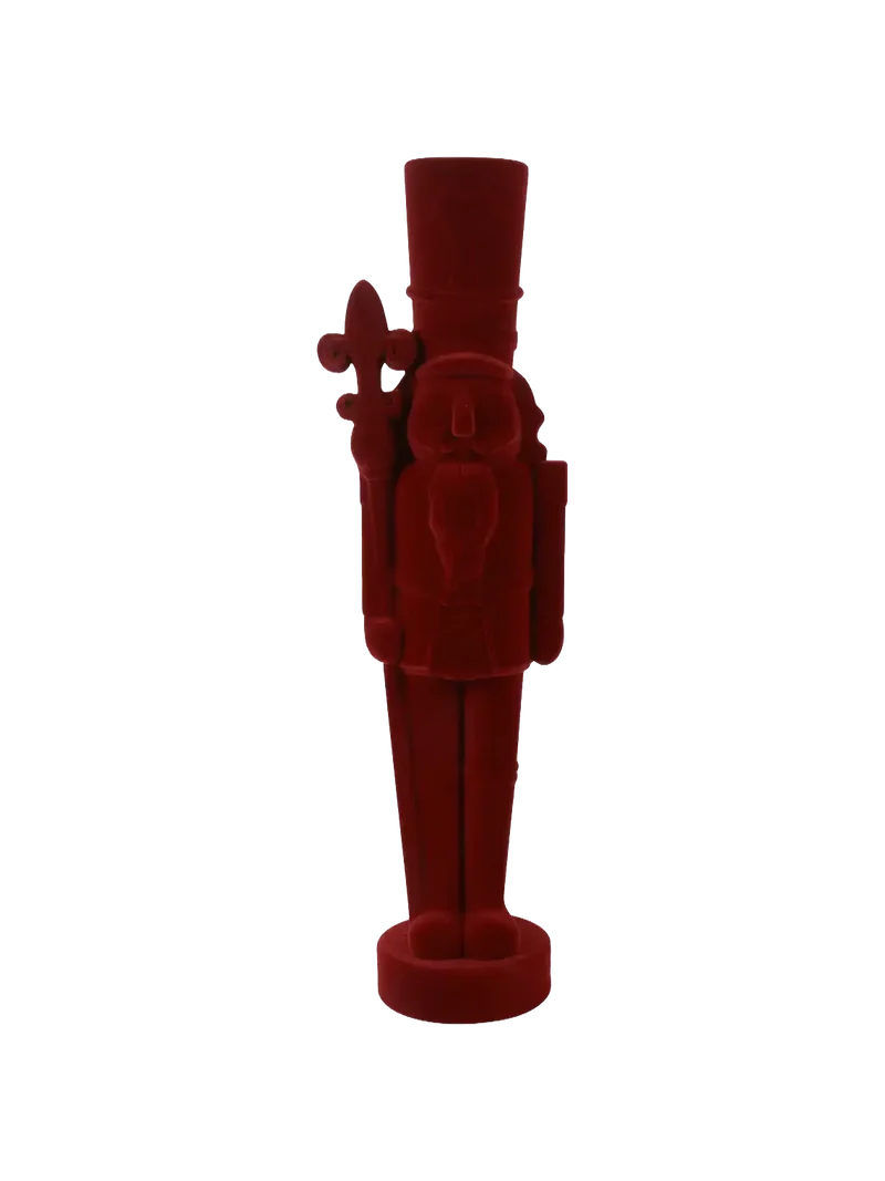 Samt-Nussknacker mit Stiel "King" Rot