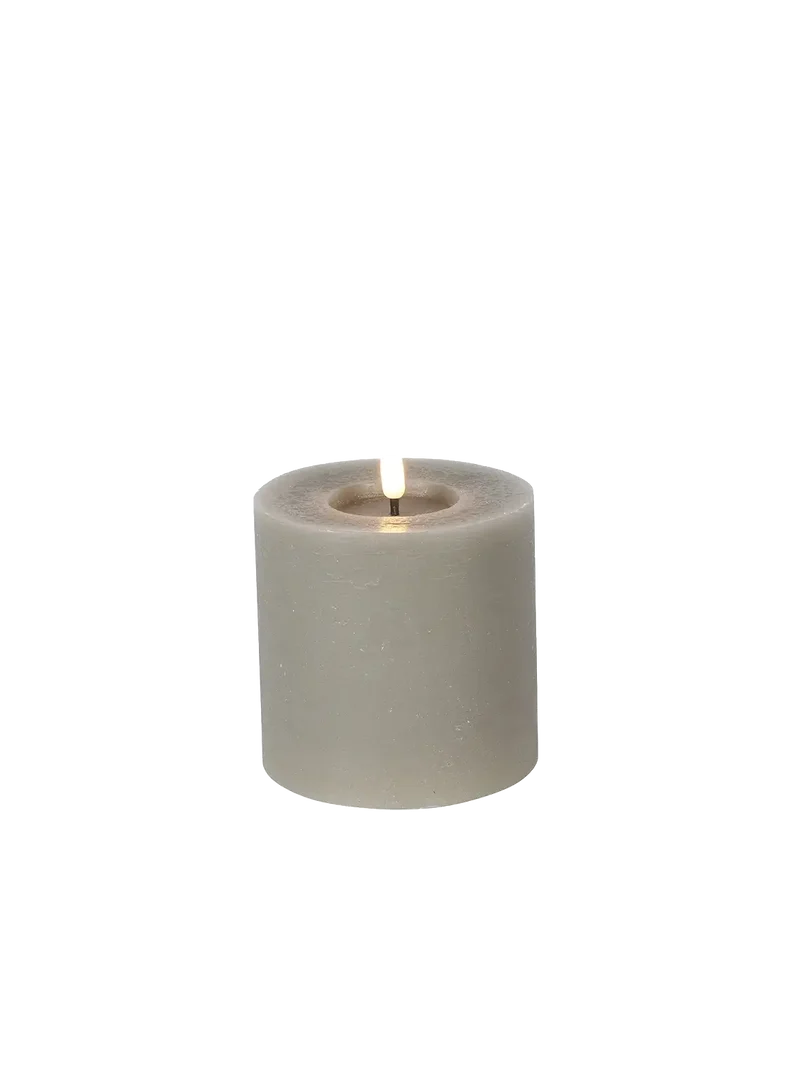 LED-Stumpenkerze rustikal Ø 10 cm "Lyon" Grau