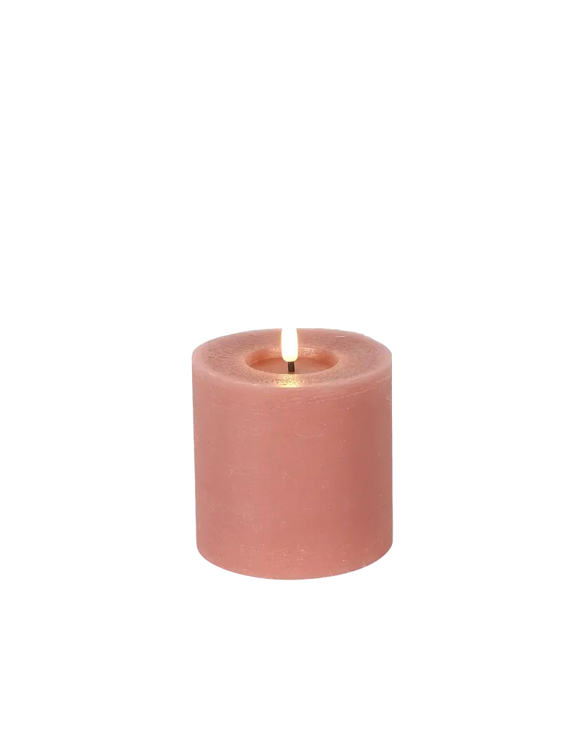 LED-Stumpenkerze rustikal Ø 10 cm "Lyon" Rosa