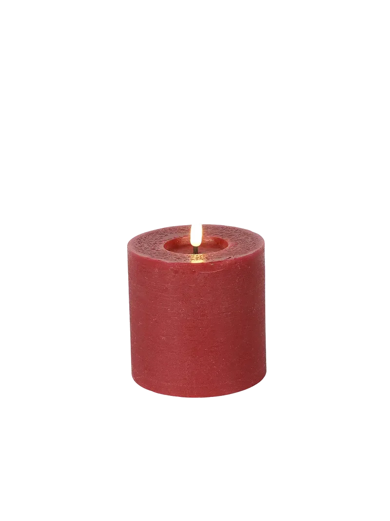 LED-Stumpenkerze rustikal Ø 10 cm "Lyon" Rot