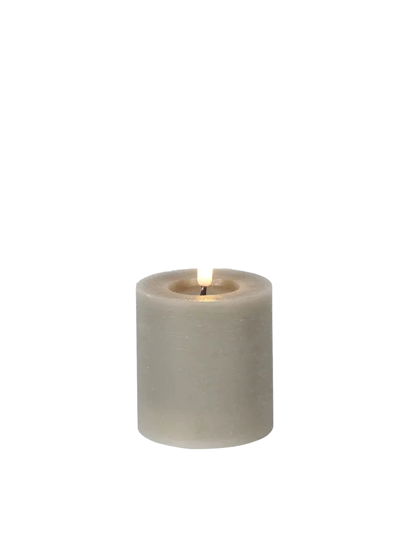LED-Stumpenkerze rustikal Ø 7,5 cm "Lyon" Grau