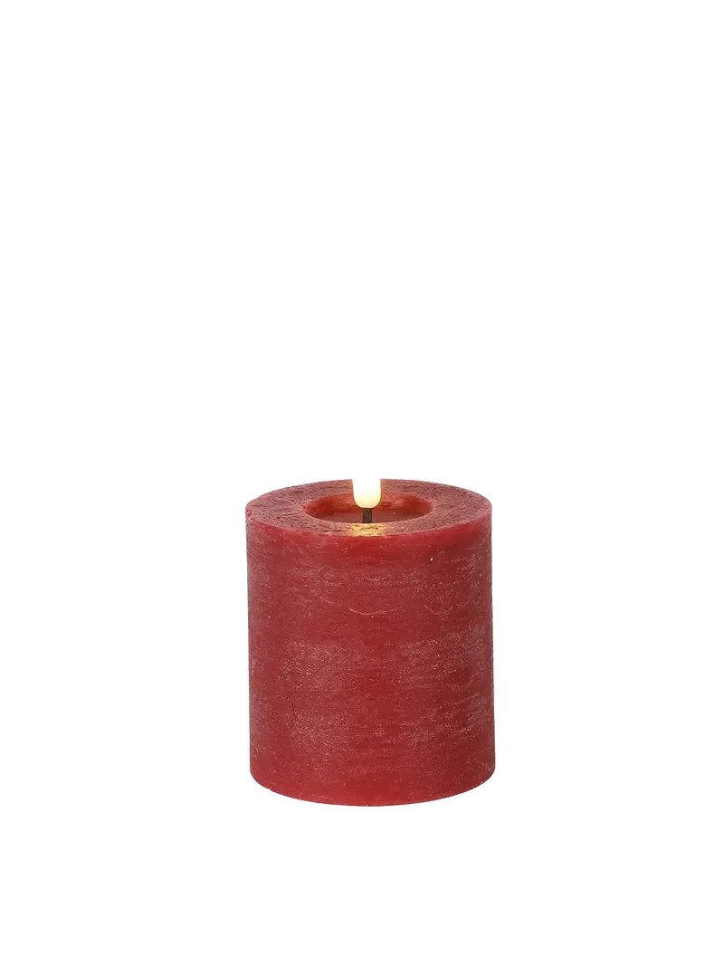 LED-Stumpenkerze rustikal Ø 7,5 cm "Lyon" Rot