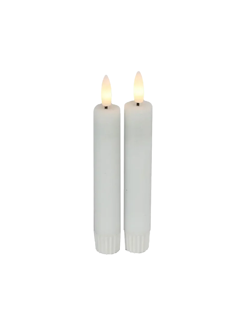 LED-Tafelkerze rustikal 2er-Set "Lyon" Weiß