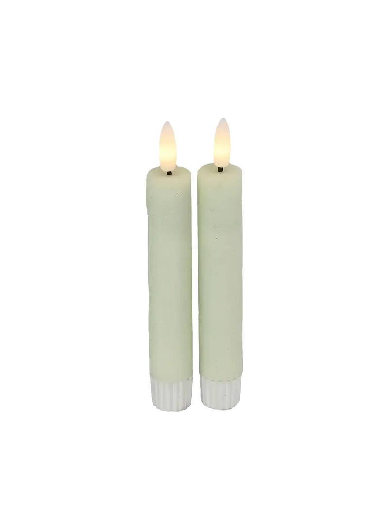 LED-Tafelkerze rustikal 2er-Set "Lyon" Creme