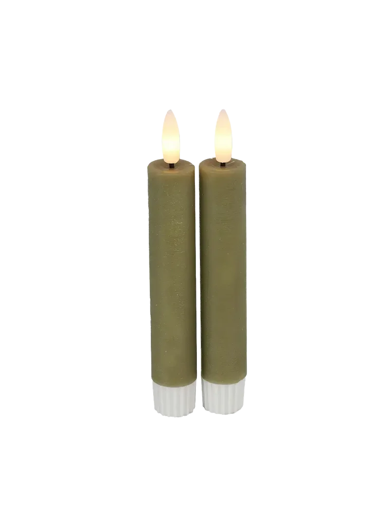 LED-Tafelkerze rustikal 2er-Set "Lyon" Beige