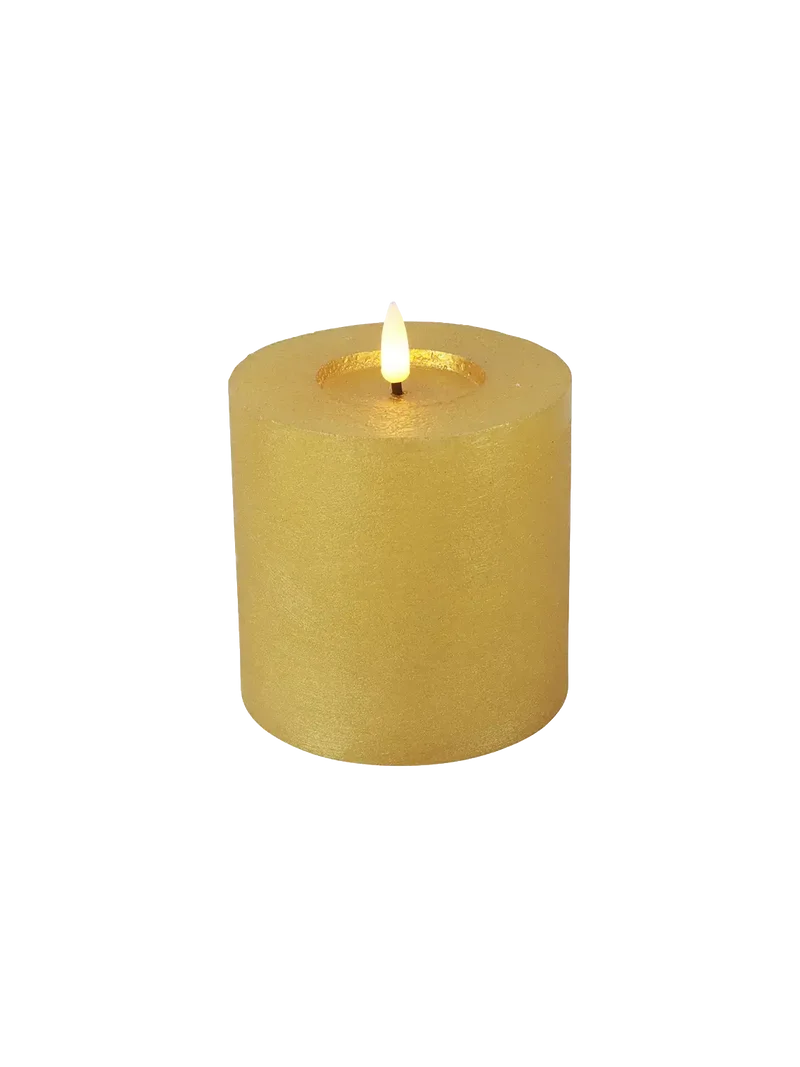 LED-Stumpenkerze rustikal Ø 10 cm "Lyon" Gold