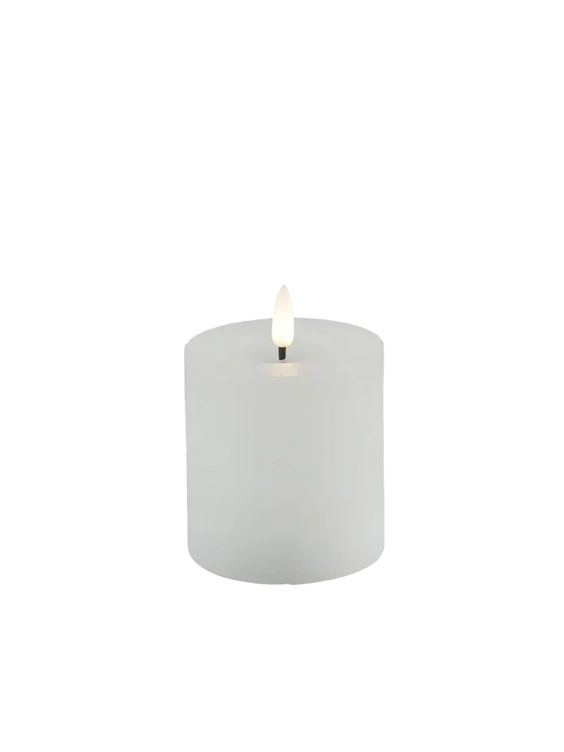 LED-Stumpenkerze rustikal Ø 7,5 cm "Lyon" Weiß