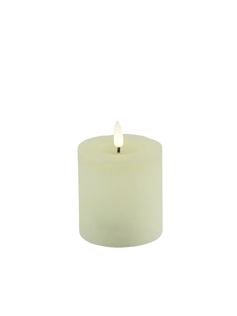 LED-Stumpenkerze rustikal Ø 7,5 cm "Lyon" Creme