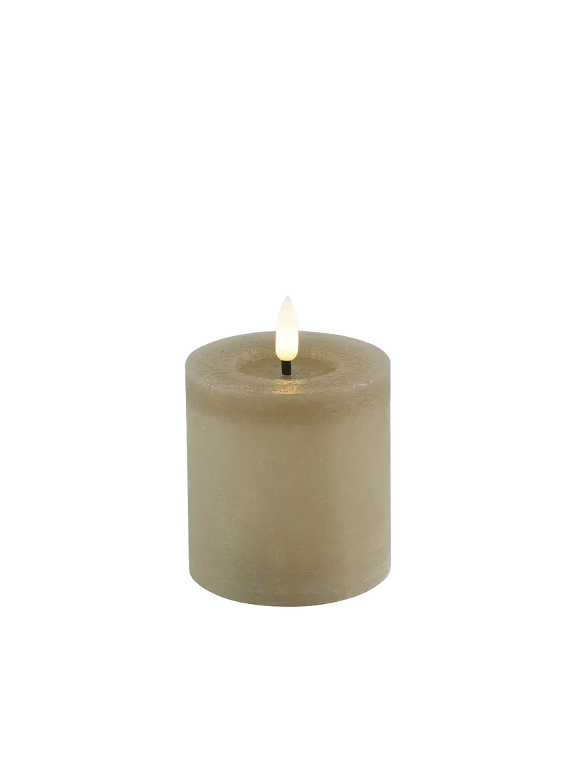 LED-Stumpenkerze rustikal Ø 7,5 cm "Lyon" Beige