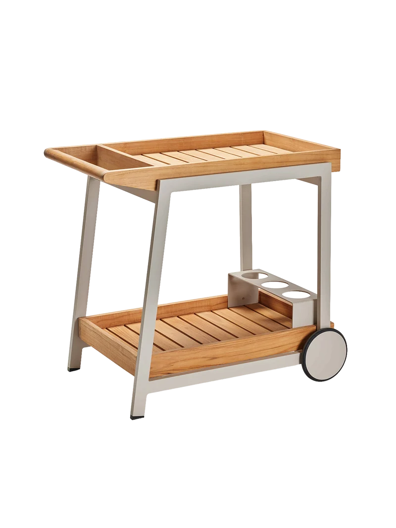 Servierwagen Frido 86x58x77 cm Aluminium greige Teak FSC®-zertifiziert