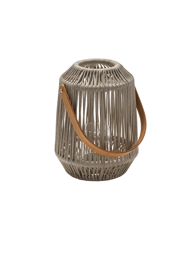 Laterne Nele Ø 30 cm Höhe 39 cm Aluminium greige Kordel greige