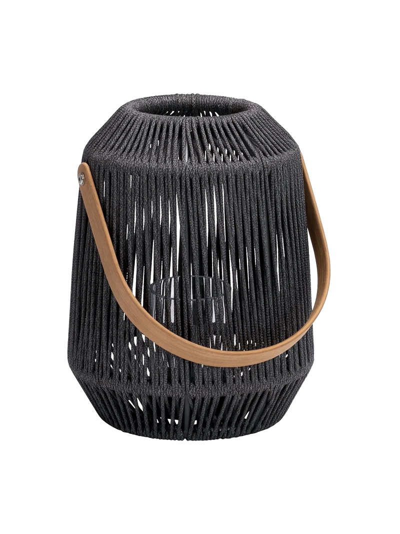 Laterne Nele Ø 30 cm Höhe 39 cm Aluminium anthrazit Kordel schiefergrau