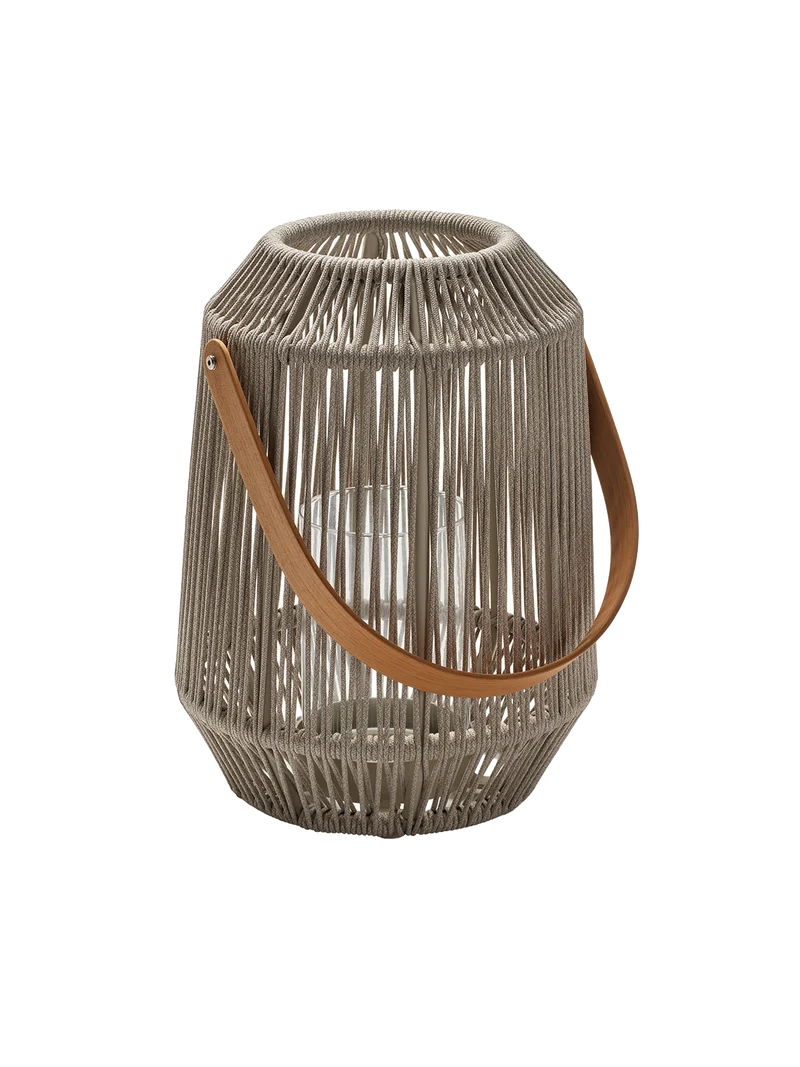 Laterne Nele Ø 39 cm Höhe 50 cm Aluminium greige Kordel greige