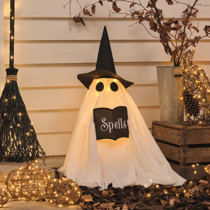 Wanda LED-Halloweenfigur Hexen-Geist für außen in Weiß