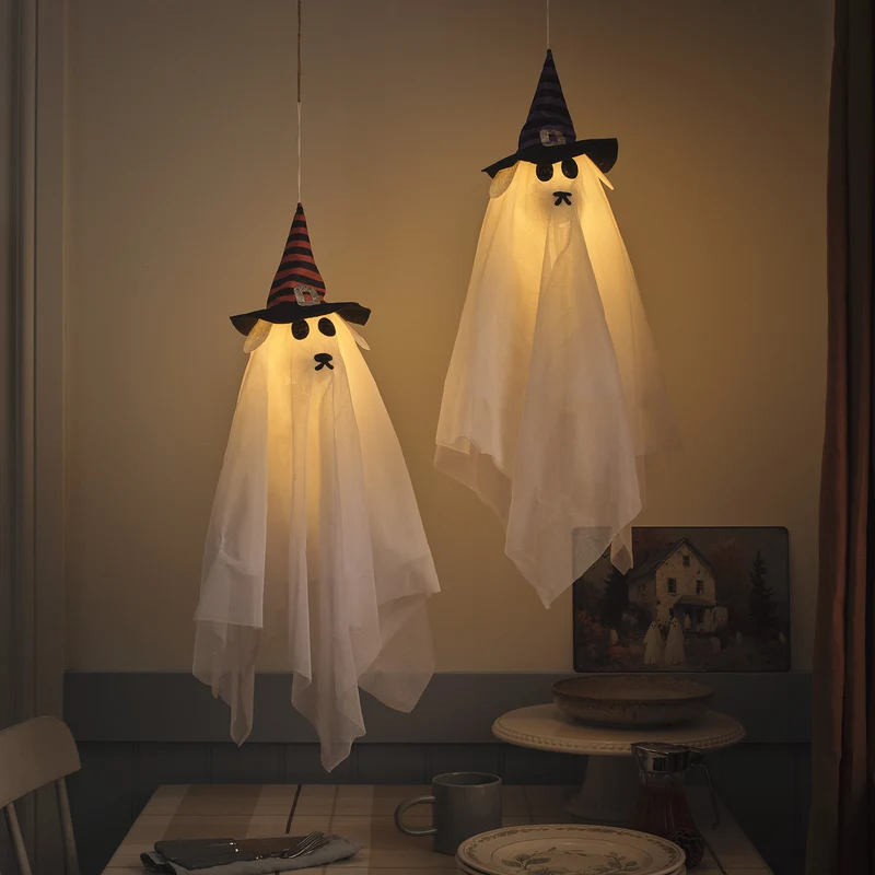 2er Set LED Halloween Hängedeko Geisterhunde