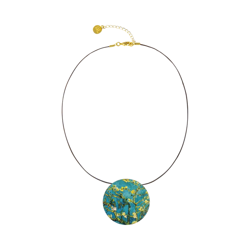 Collier 'Blühende Mandelbaumzweige' mit Lederband