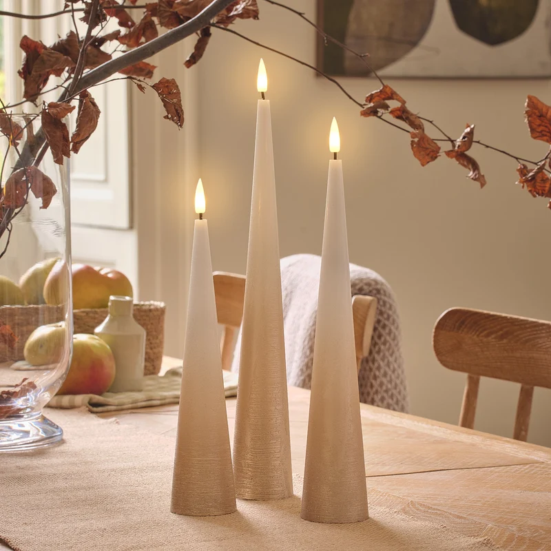 3er Set TruGlow® LED-Kegelkerzen mit Fernbedienung Bronze-Ombre