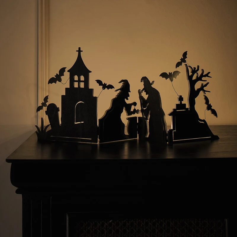 Brühende Hexen LED-Halloween-Fensterdeko mit Timer