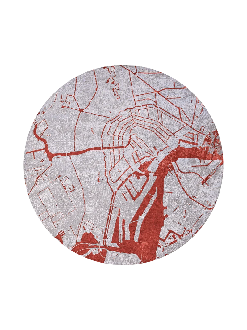 Cities Amsterdam Orange Cut Runder Teppich