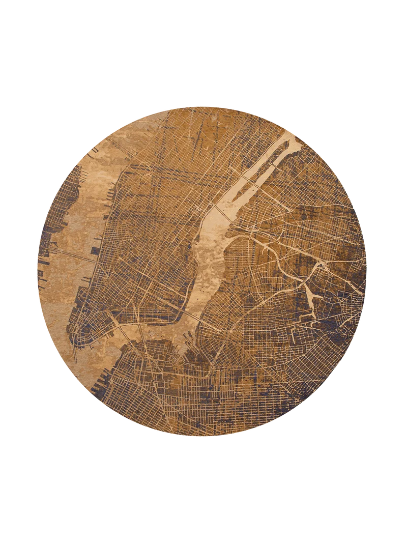 Cities New York Gatsby Gold Runder Teppich