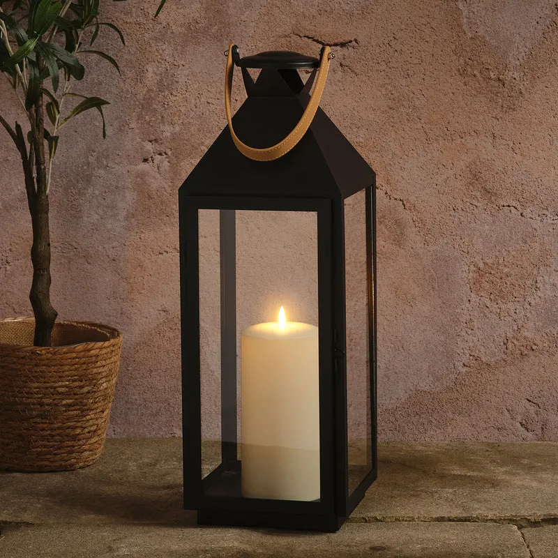 Große "Brixham" Laterne mit Griff & TruGlow® LED-Kerze