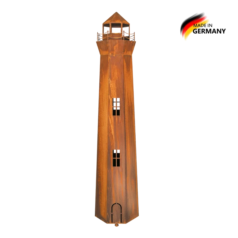 Edelrost Leuchtturm mit Beleuchtungssatz