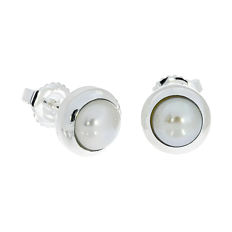 Perle Ohrstecker rund Silber