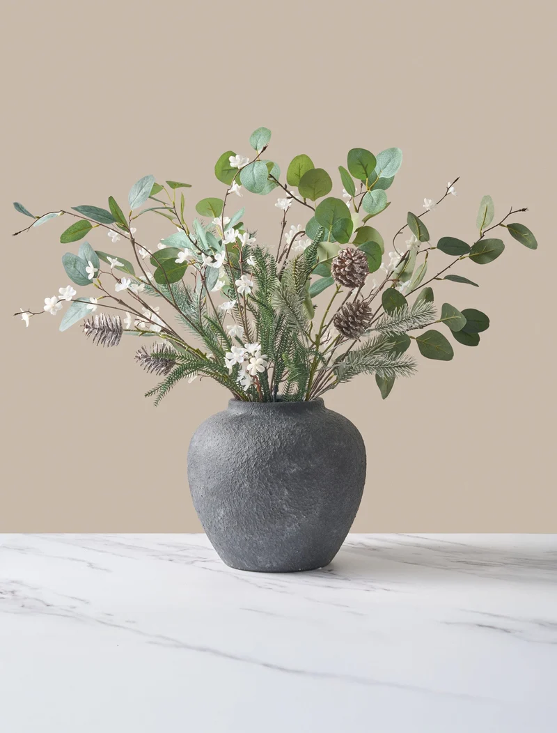 Faux Arrangement - Eucalyptus and Winter White