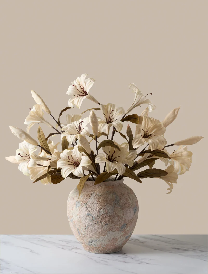 Faux Lily Arrangement - Beige
