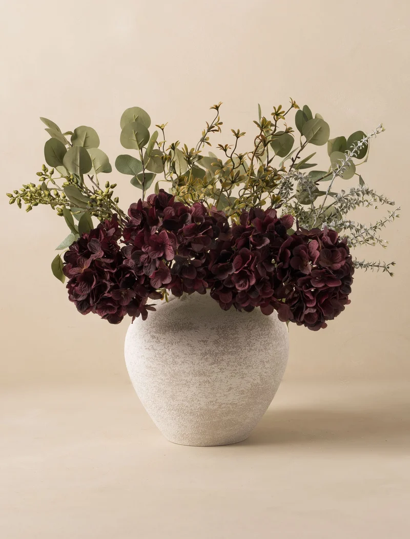 Faux Arrangement - Eucalyptus & Rouge Hydrangea
