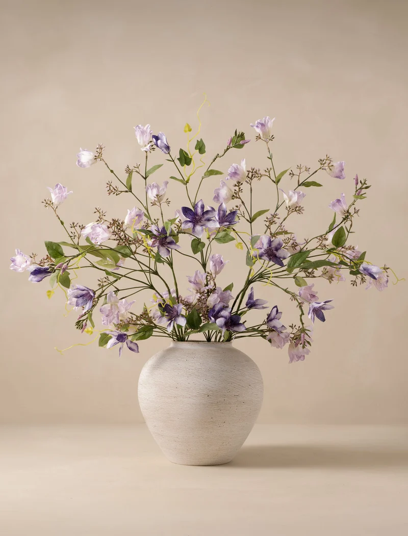 Faux Arrangement - Bell Flower & Clematis Purple