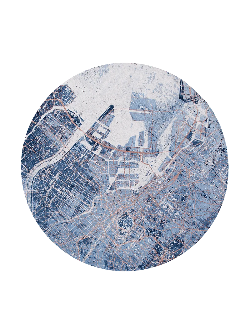 Cities Tokio Conductive Blue Runder Teppich
