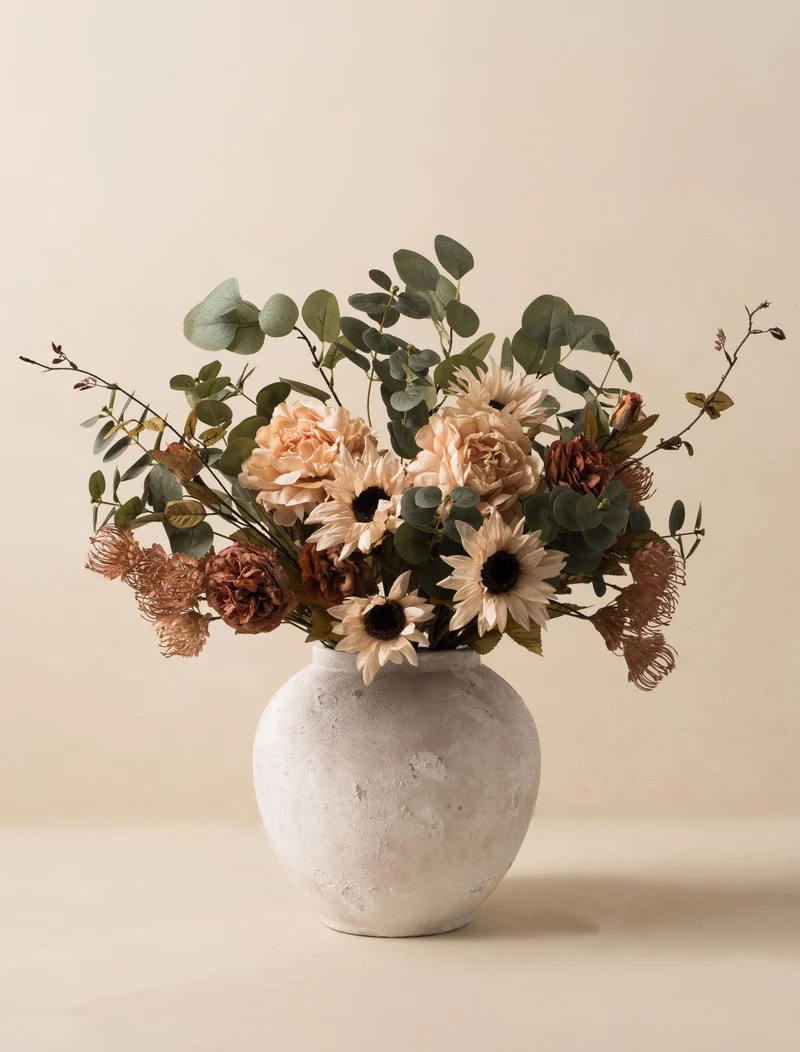 Faux Autumn Arrangement - Green & Beige