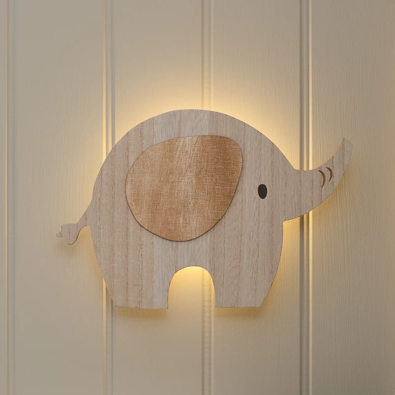 Ernie der Elefant-Wandlampe fürs Kinderzimmer mit Fernbedienung & Timer