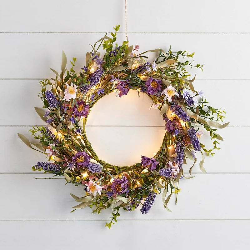 45cm Lavendelkranz mit Micro Lichterkette