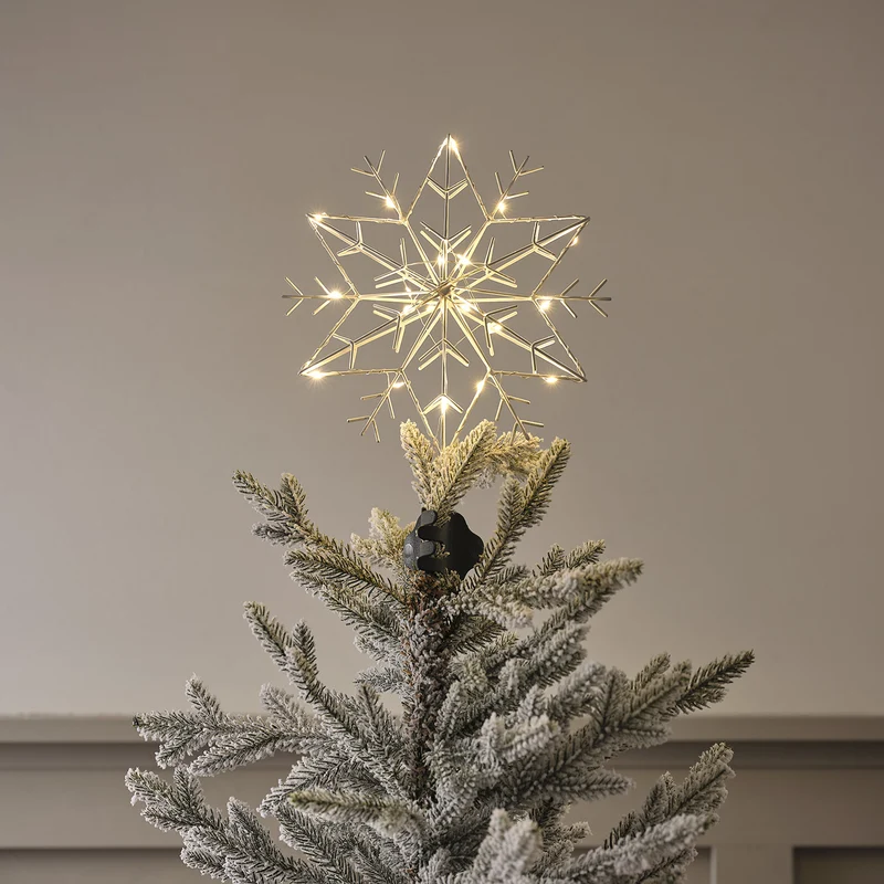 LED Metall Schneeflocke Weihnachtsbaumspitze weiß