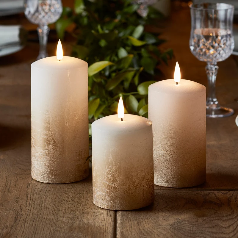 TruGlow® LED Kerzen Echtwachs Trio bronze ombré mit Fernbedienung