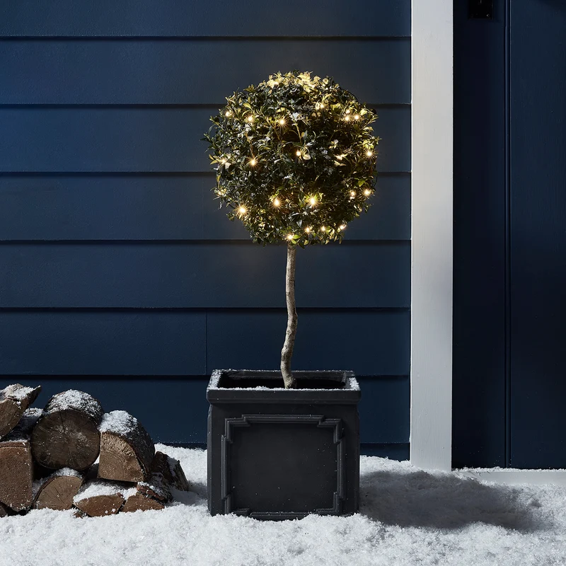 50er LED Batterie Lichterkette Außen warmweiß grünes Kabel