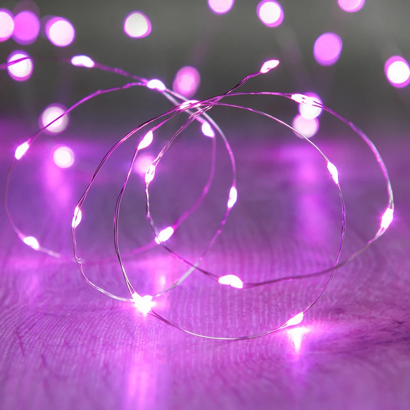Batteriebetriebene 20er Mikro-LED-Lichterkette in Pink