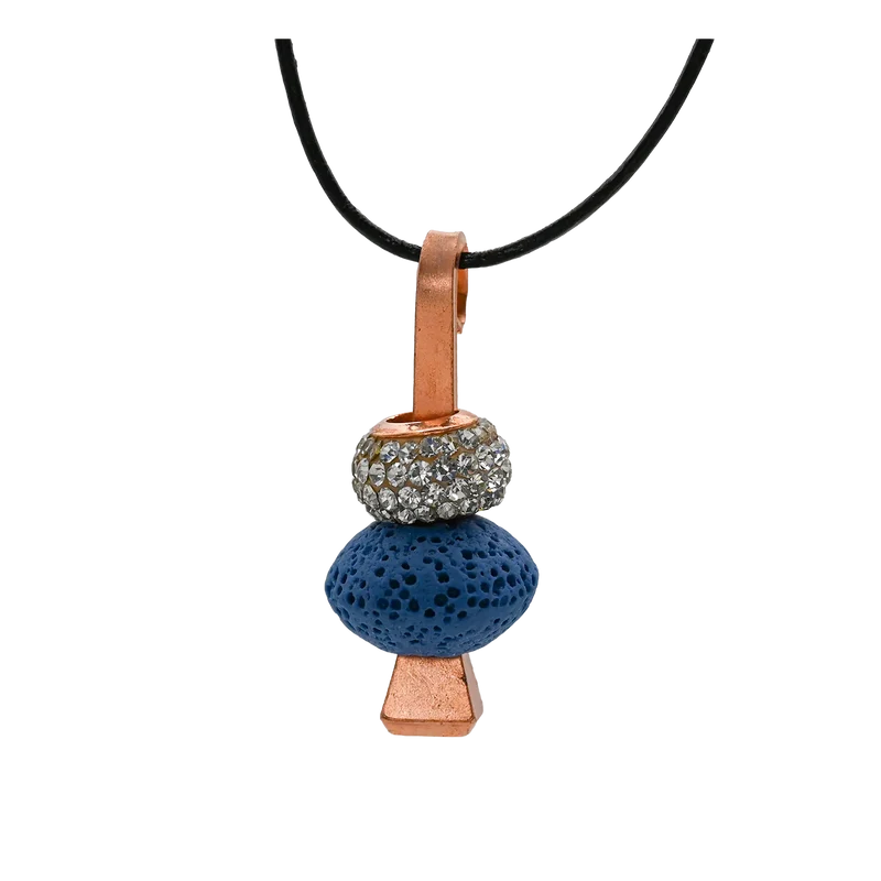 Hufnagel Schmuck mit blauem Lavastein und Glitzerring