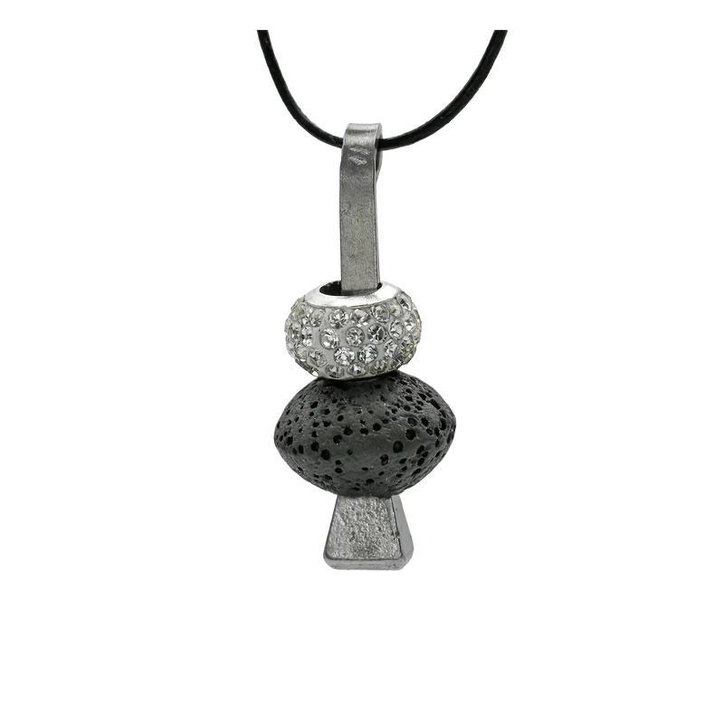 Hufnagel Schmuck mit schwarzem Lavastein und Glitzerring