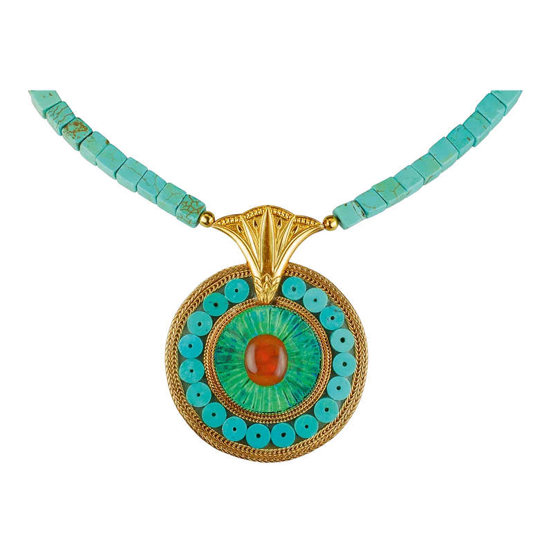 Türkis-Collier Lotusblüte