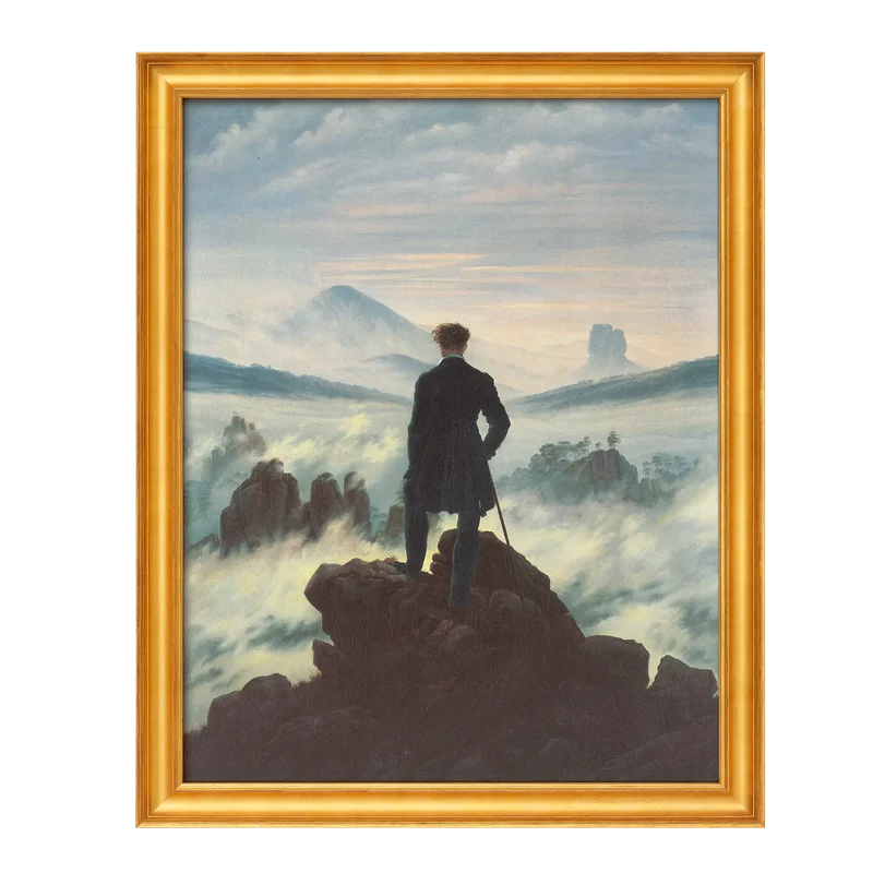 Bild "Der Wanderer über dem Nebelmeer" (1818), gerahmt