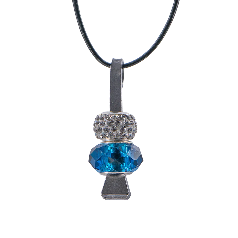 Hufnagel Schmuck mit blauer Perle und Glitzerring