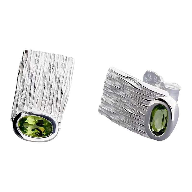 Ohrstecker Crease Silber Peridot