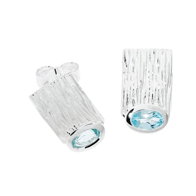 Ohrstecker Crease Silber Topas sky blue