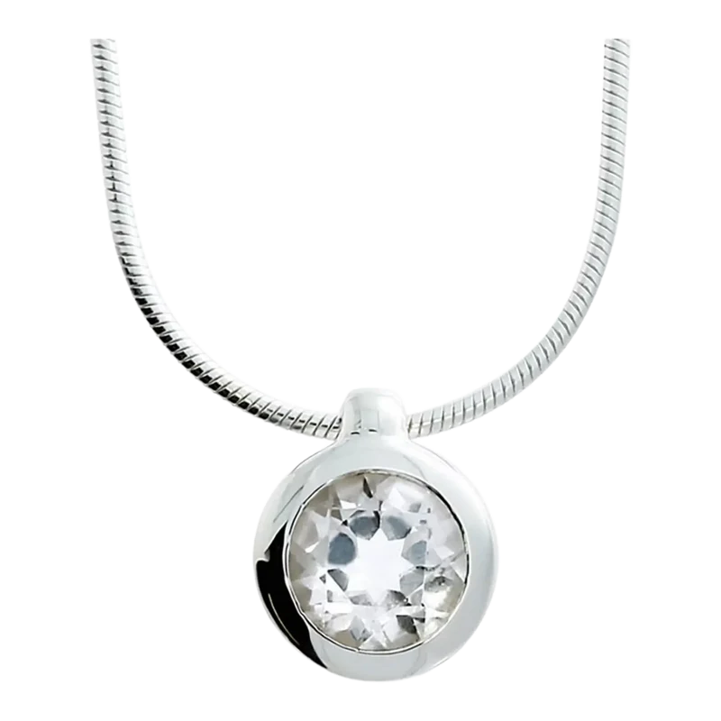 Kettenanhänger Silber weißer Topas 7mm Geschenk