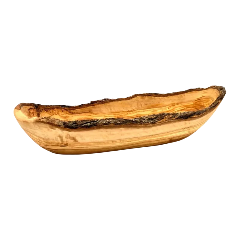 Brotschale aus Olivenholz rustikaler Rand Geschenk