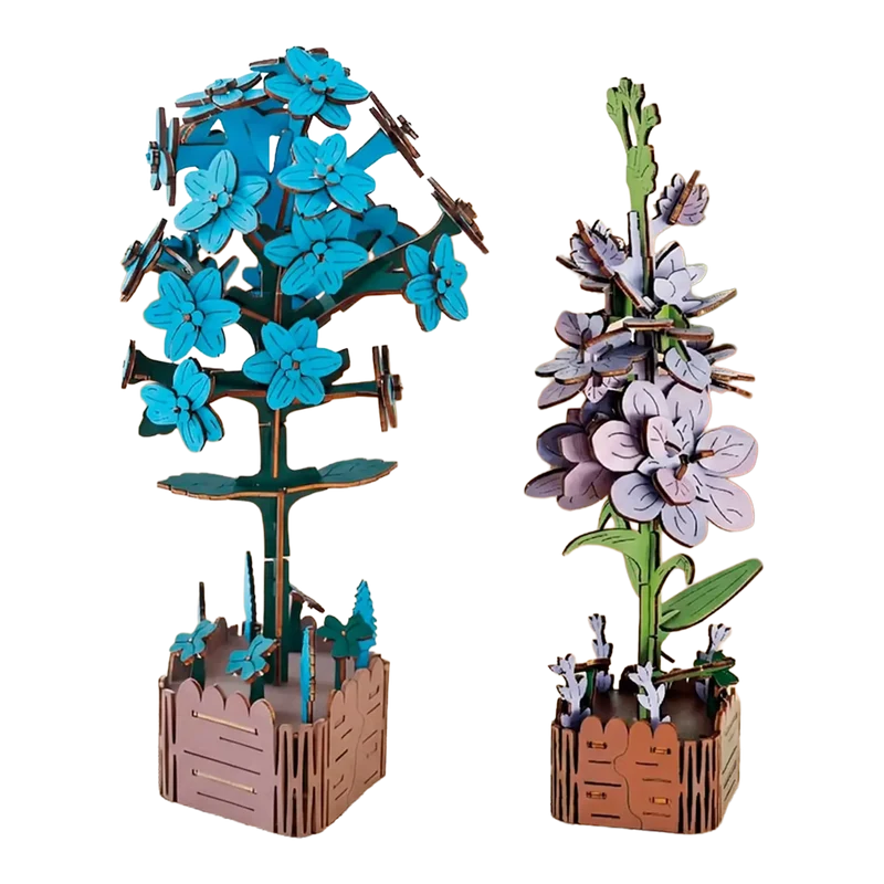 3D-Holzpuzzle 2er Set Veilchen & Hyazinthe